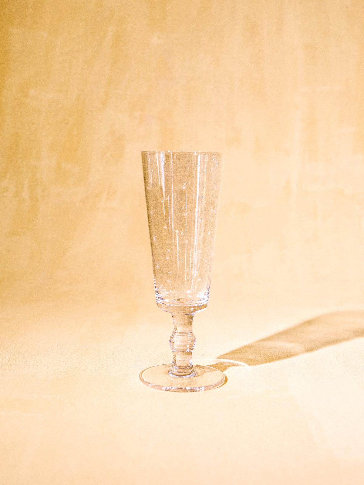 Crystal Champagne Flutes with Stars design, Set of 4