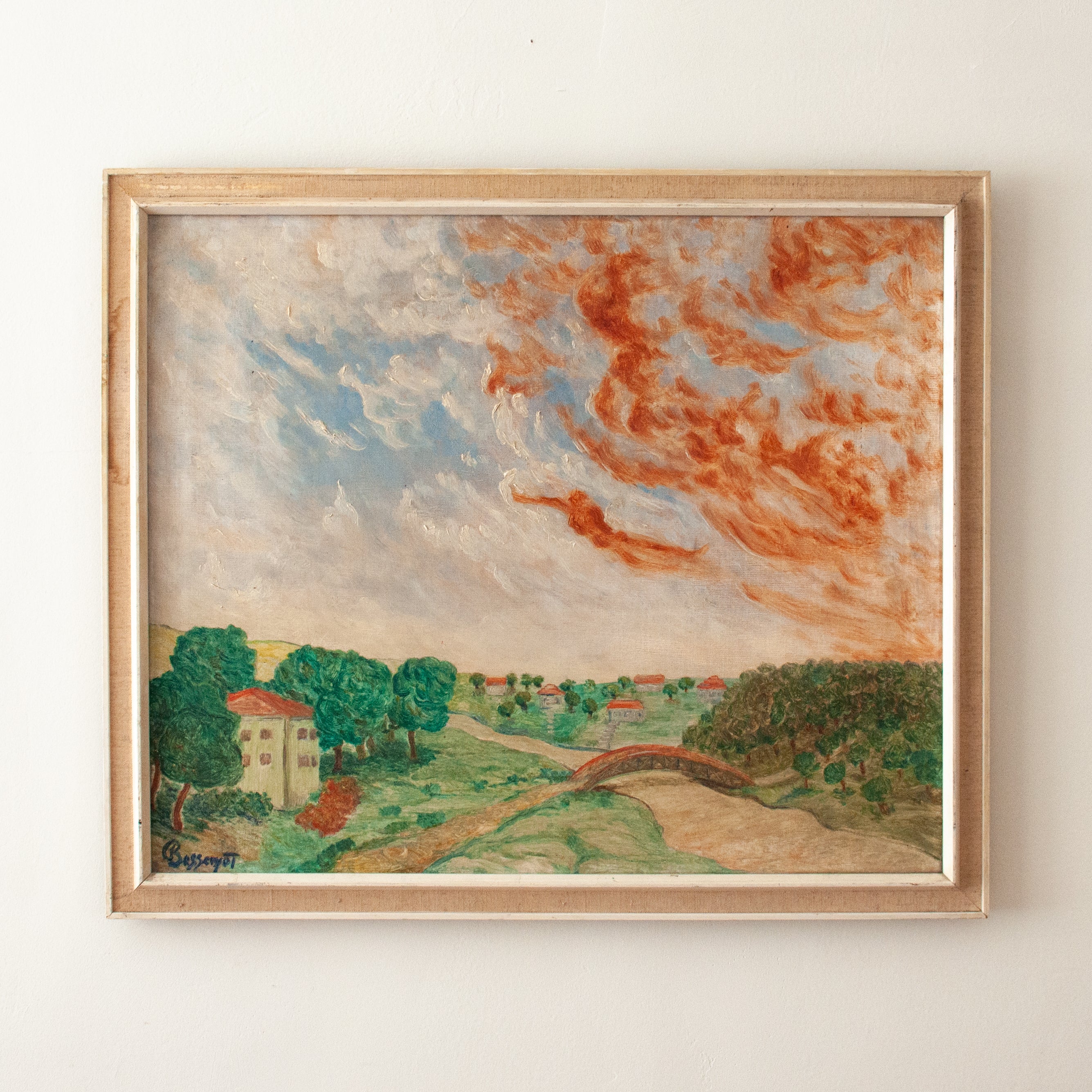 Vintage painting, Italian sunset