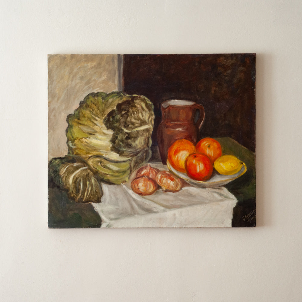 Vintage French Vegetable Still Life Painting