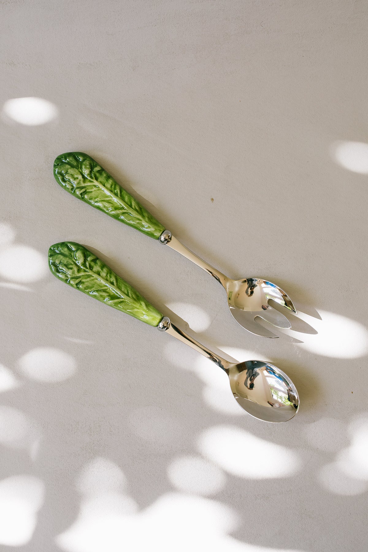 Majolica Cabbageware Salad Utensils