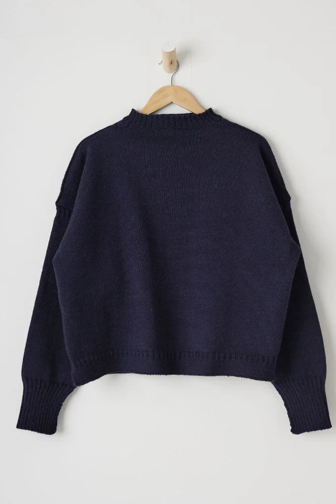 Pre-Sale, Cropped Guernsey in Navy by Le Tricoteur