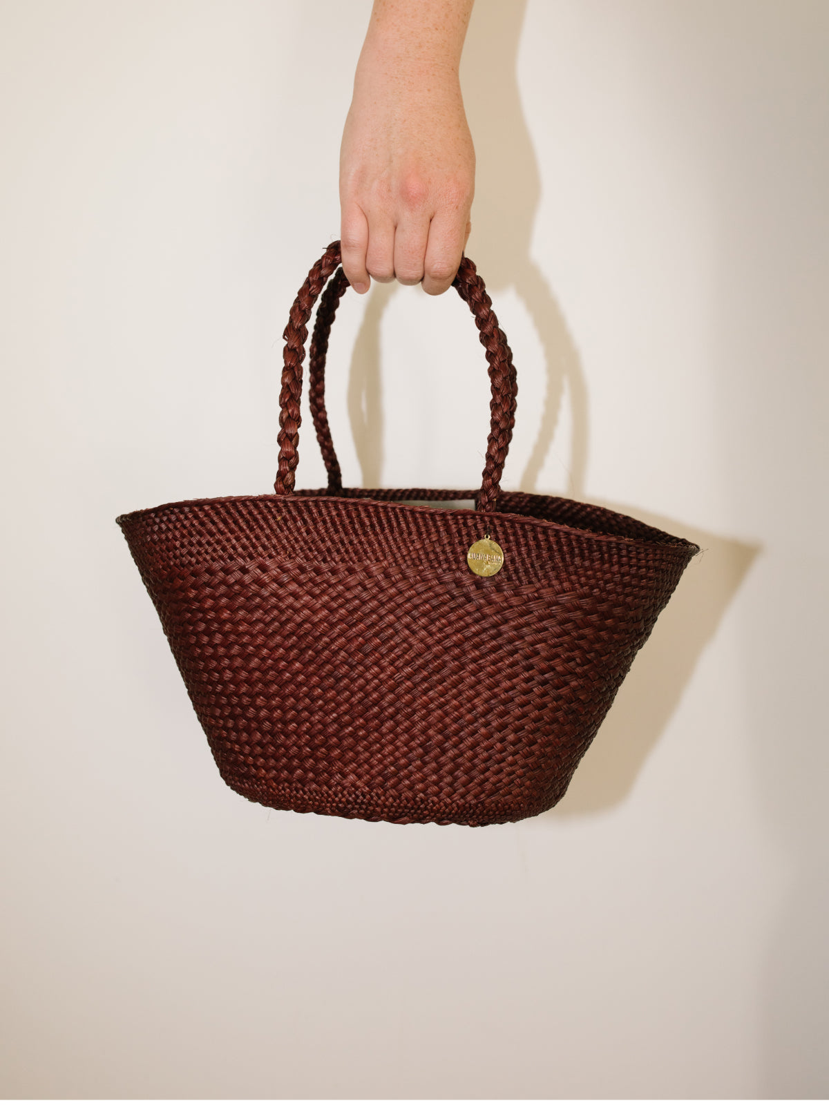 Mini Woven Tote, Cordovan