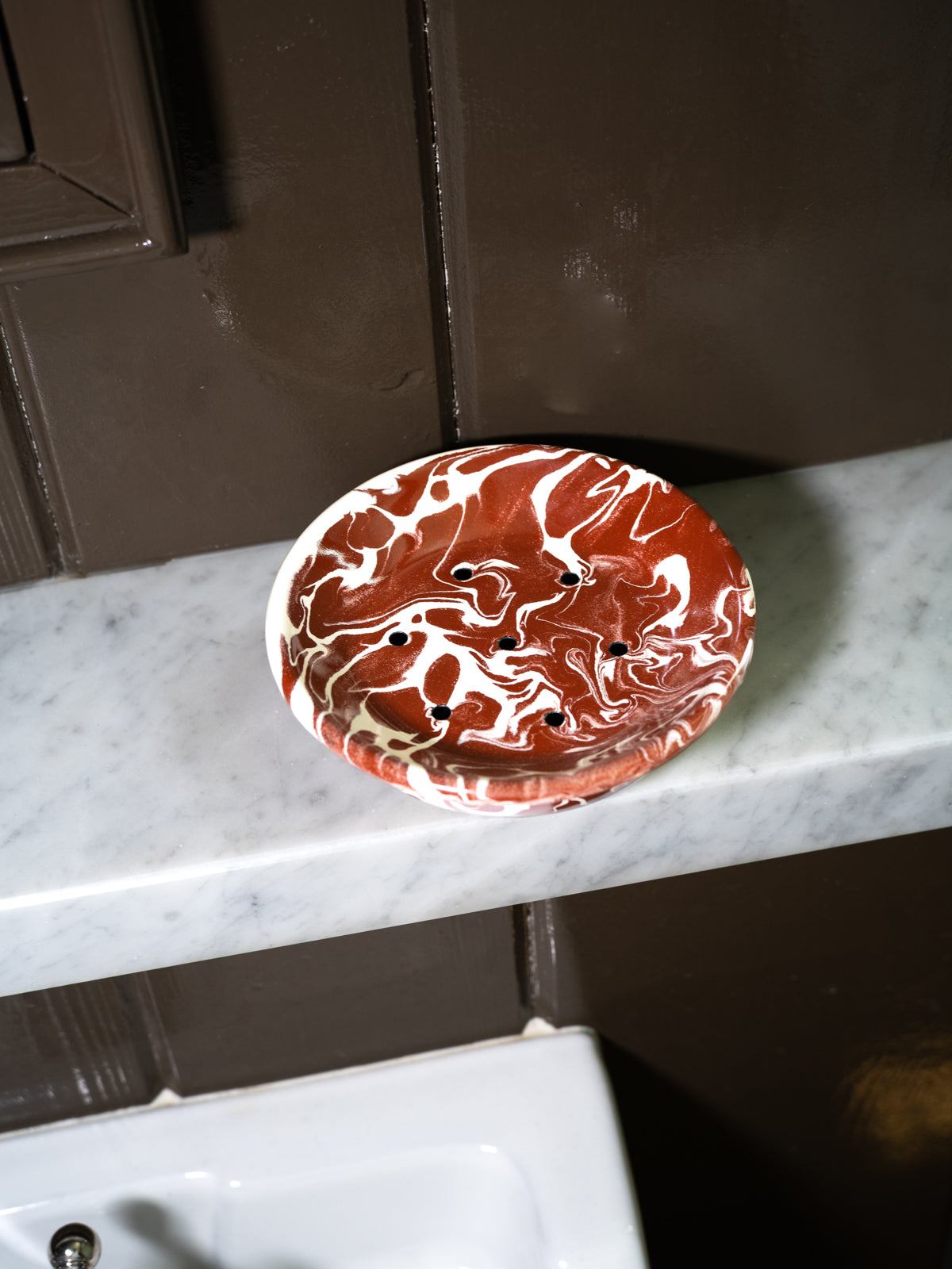 Cousin St. Marbled Enamel Soap Dish, Pinot